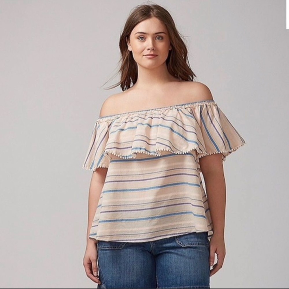 Lane Bryant Breezy Summer Off Shoulder Top 20 - Picture 1 of 2
